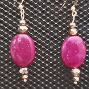 Plum and gold beaded earrings